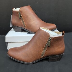 Sonoma Good For Life Millo Side Zip Women's Ankle Booties Size 11 Cognac